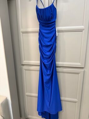 B Darlin Cobalt Blue Ruched Maxi Dress